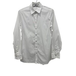 Massimo Dutti Cotton Blend Stretch White Button Down Shirt EU36 US4 Long Sleeve